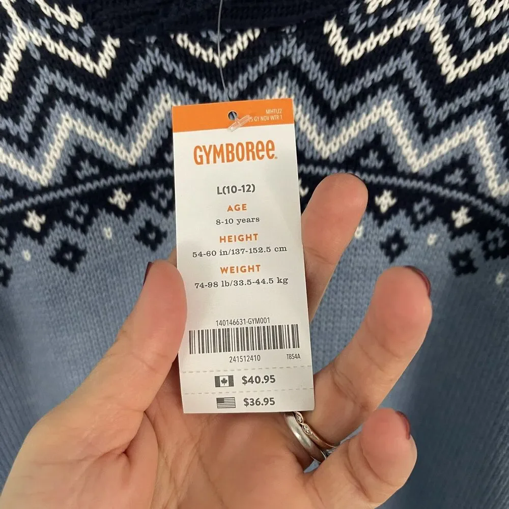 NWT Gymboree Boys L 10/12 Shawl Collar Fair Isle Preppy‎ Holiday Sweater Blue
